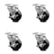 Service Caster 4 Inch Soft Rubber Wheel Swivel Top Plate Caster Set with Brake SCC-20S414-SRS-TLB-4 - alternate 1